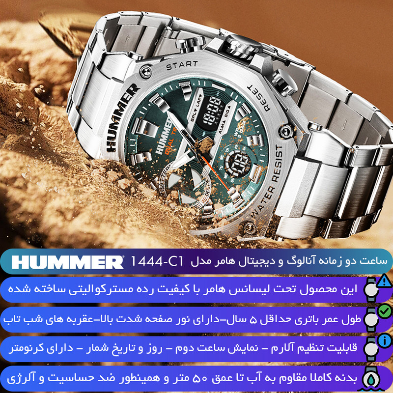 ساعت مچی عقربه‌ای کوارتز مردانه هامر مدل HM1444-C1 — تصویر ۴