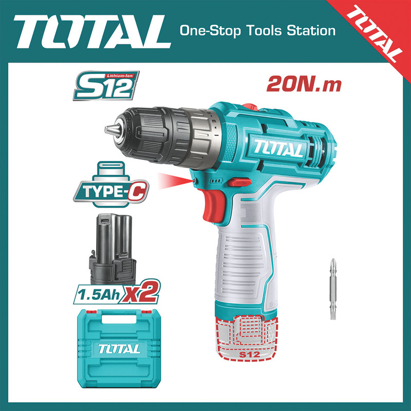 پیچ گوشتی شارژی 12 ولت توتال مدل TDLI-12202-12V — تصویر ۲