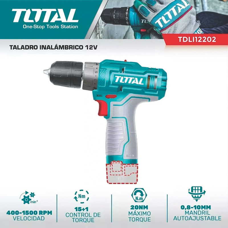 پیچ گوشتی شارژی 12 ولت توتال مدل TDLI-12202-12V — تصویر ۴
