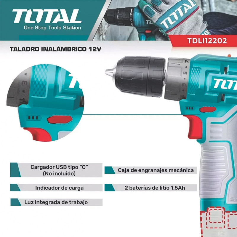 پیچ گوشتی شارژی 12 ولت توتال مدل TDLI-12202-12V — تصویر ۵