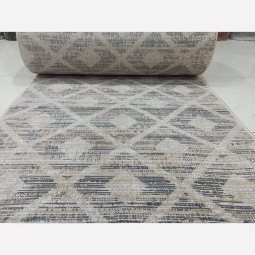 گلیم ماشینی برشی کرم نسکافه ای