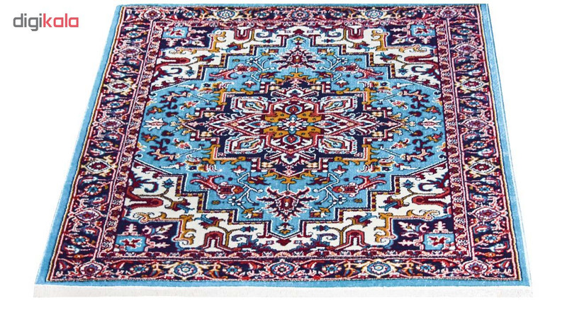 فرش ماشینی سهند طرح هریس کد P648.QJ زمینه فیروزه ای — تصویر ۴