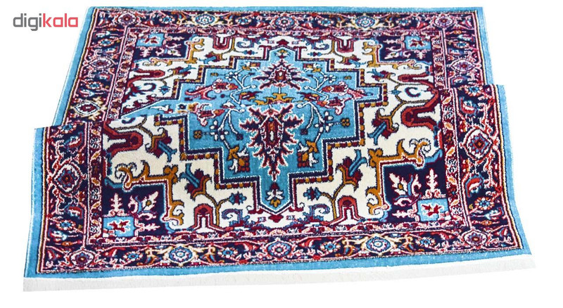 فرش ماشینی سهند طرح هریس کد P648.QJ زمینه فیروزه ای — تصویر ۵