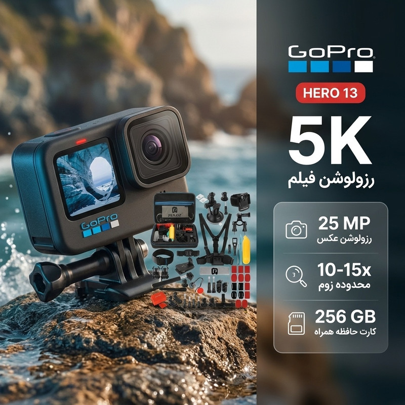 دوربین فیلم برداری گوپرو مدل HERO 13 به همراه لوازم جانبی — تصویر ۲