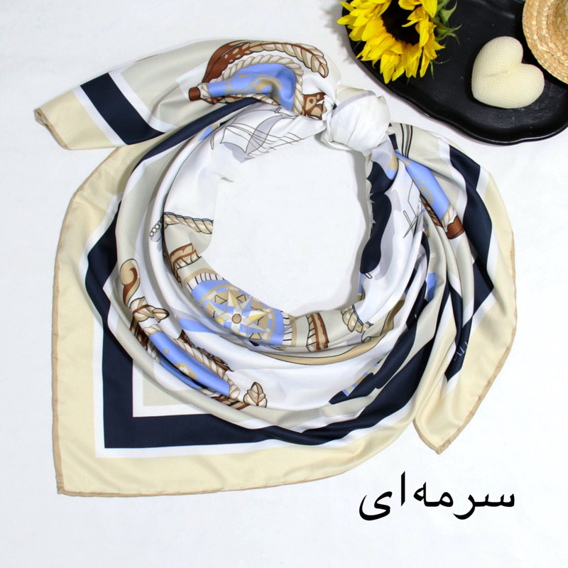 روسری زنانه آنالیا مدل ابریشم توییل دور دست دوز بادبانی کد ana-9812 — تصویر ۴