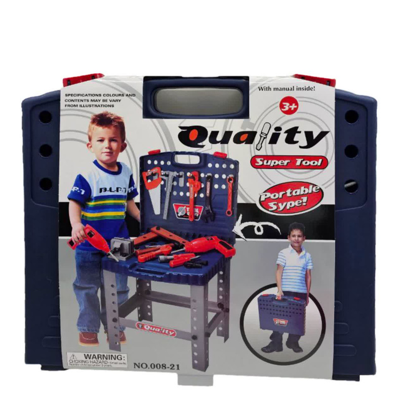 ست اسباب بازی ابزار ناب سل مدل چمدانی میز کار نجاری به همراه دریل باتری خور Quality Super Tool – Portable Type — تصویر ۳