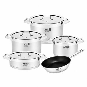 سرویس قابلمه و تابه استیل ۹ پارچه آ ای سی اچ مدل RW-12138