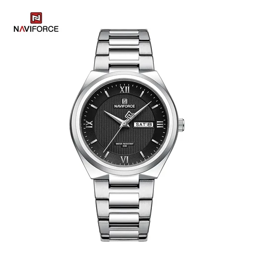 ساعت مچی مردانه مدل naviforce 8030 نقره ای مشکی