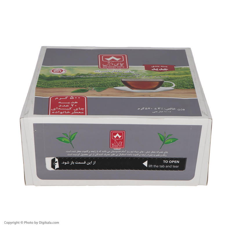 چای سیاه شکسته نیم ریز و باروتی دبش - 500 گرم به همراه 20 عدد چای کیسه ای معطر خانواده — تصویر ۳