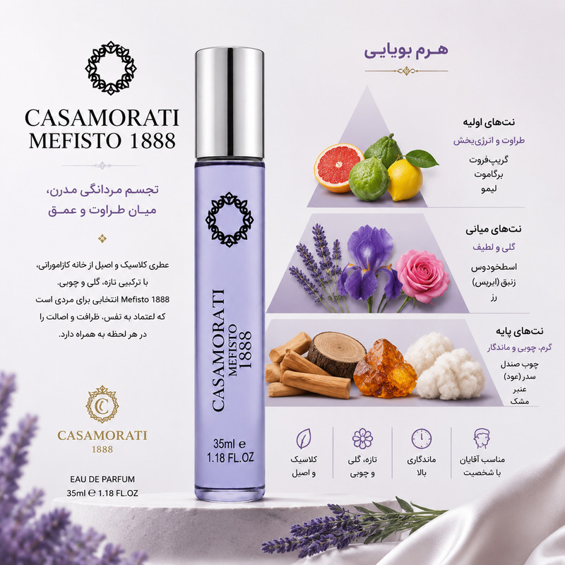 ادوپرفیوم مردانه هارلینگن مدل مفیستو کاساموراتی با رایحه خنک حجم 35 میلی‌لیتر — تصویر ۲