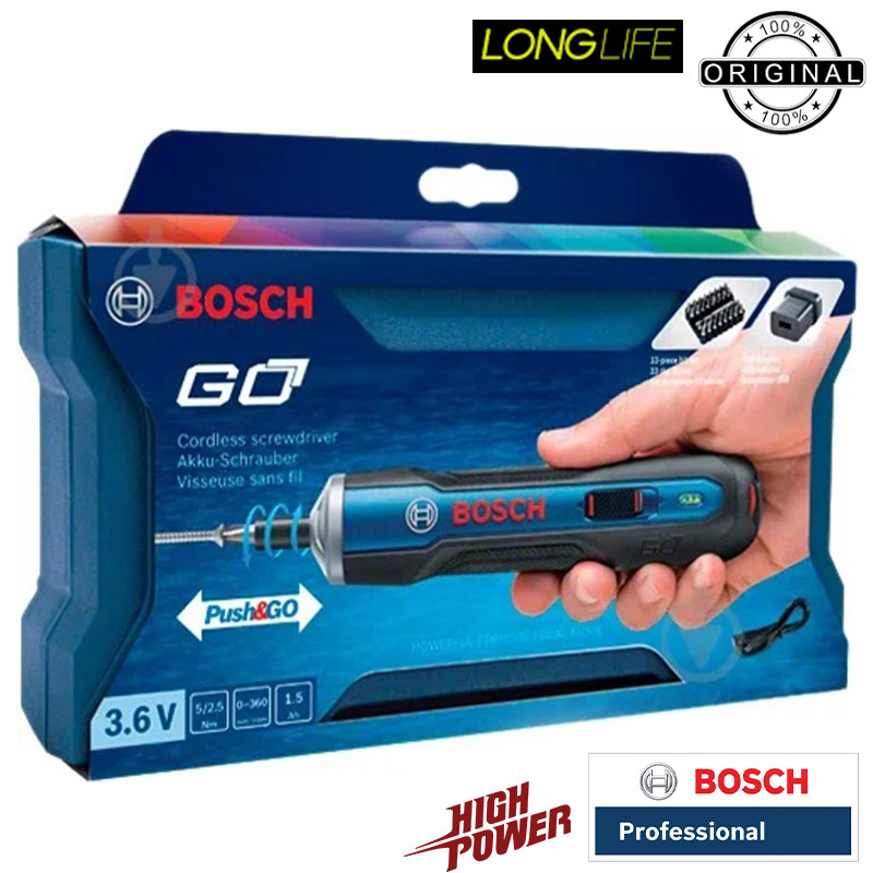 پیچ گوشتی شارژی بوش مدل فشاری مستقیم 3.6V GO - PUSH — تصویر ۴