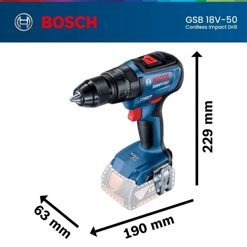 پیچ گوشتی شارژی چکشی بوش مدل GSB 18 V 50Extra brushless — تصویر ۳