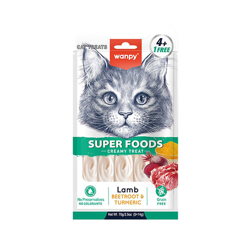 تشویقی گربه ونپی مدل Superfoods Creamy Lickable با طعم بره، چغندر و زردچوبه وزن 70 گرم — تصویر ۲