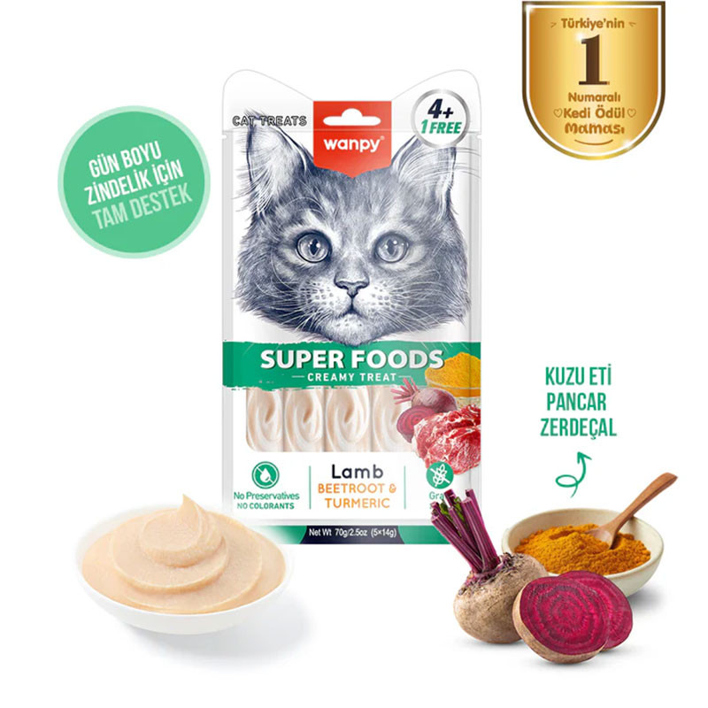تشویقی گربه ونپی مدل Superfoods Creamy Lickable با طعم بره، چغندر و زردچوبه وزن 70 گرم — تصویر ۴