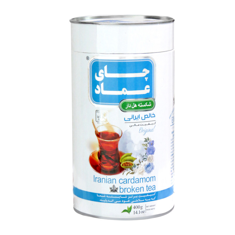 چای سیاه شکسته هل دار خالص ایرانی عماد - 400 گرم — تصویر ۲