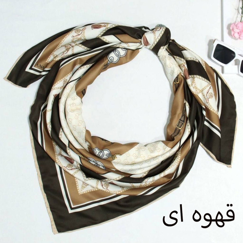 روسری زنانه مدل ابریشم دست دوز قواره دار مزونی کد 9809 — تصویر ۳