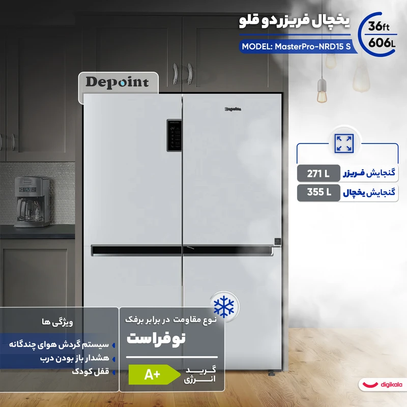 یخچال فریزر دوقلو 36 فوت دیپوینت مدل MasterPro-NRD15 S — تصویر ۲