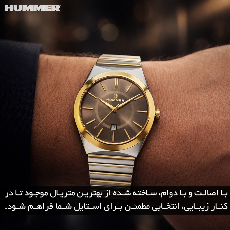 ساعت مچی عقربه‌ای کوارتز مردانه هامر مدل موتور ژاپن قفل مخفی کد 814G-C5 — تصویر ۵