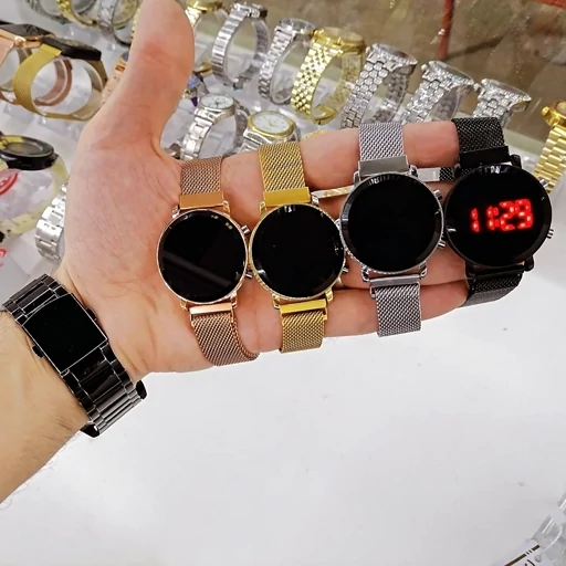 ساعت مچی ال ای دی طرح اپل بند حصیری قفل مگنتی ا Wrist LED Watch Apple Design