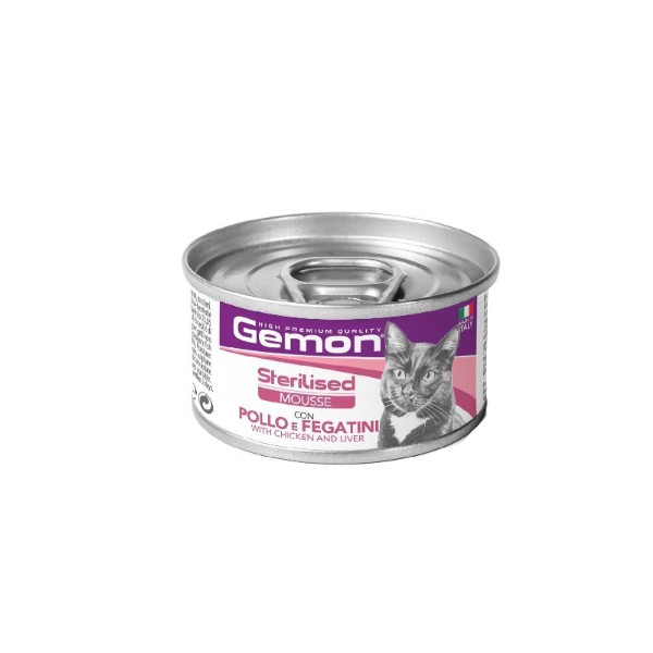 پوچ گربه بالغ مونژه مدل Gemon Sterilised Chicken and Livers با طعم مرغ و جگر وزن 85 گرم — تصویر ۲