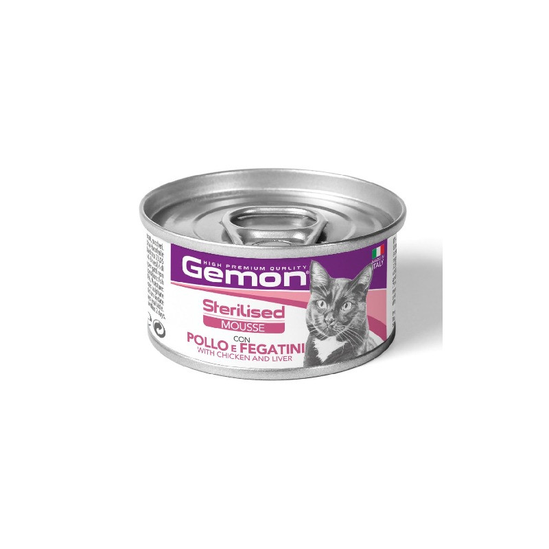 پوچ گربه بالغ مونژه مدل Gemon Sterilised Chicken and Livers با طعم مرغ و جگر وزن 85 گرم — تصویر ۳