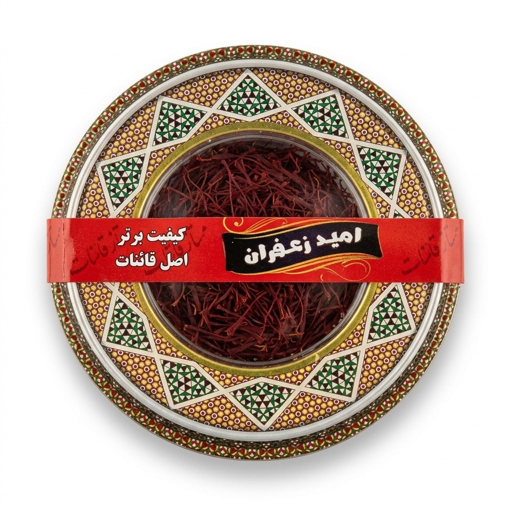 زعفران 2.3 گرمی امید زعفران – مدل طرح خاتم کد #4 — تصویر ۲