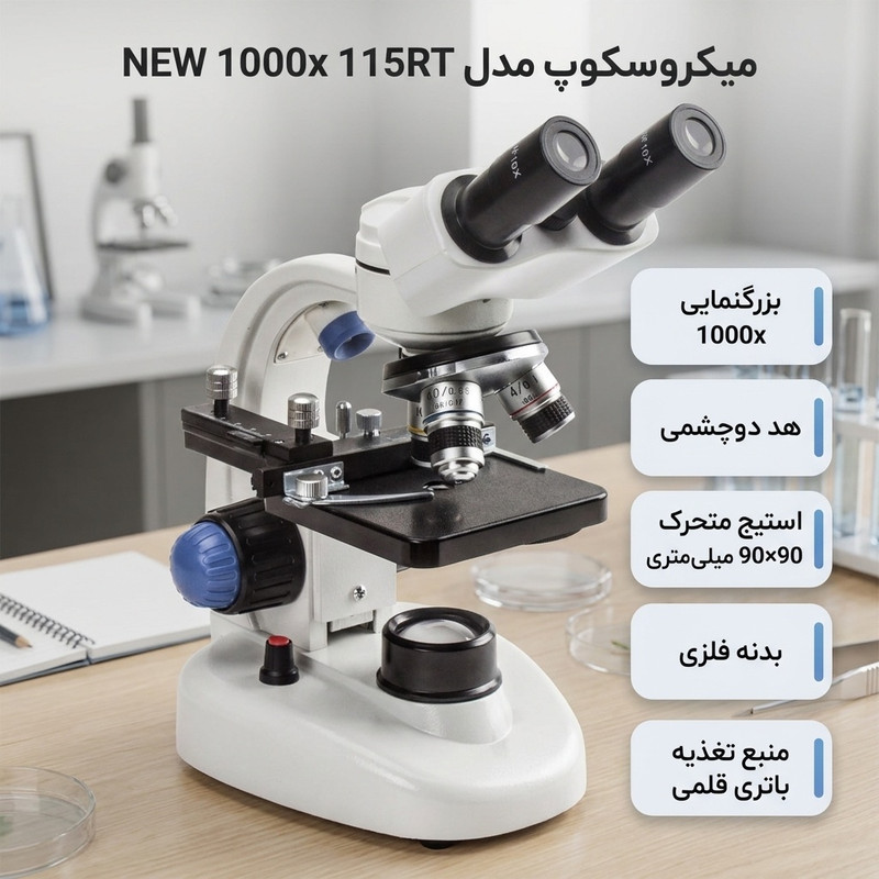 میکروسکوپ مدل 115RT 1000x NEW — تصویر ۲