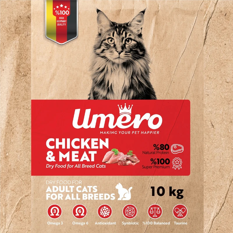 غذا خشک گربه بالغ اومرو مدل سوپر پریمیوم با طعم مرغ و گوشت وزن 10 کیلوگرم — تصویر ۵