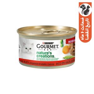کنسرو غذای گربه بالغ گورمت مدل Nature’s Creations با طعم مرغ و گوشت گاو وزن 85 گرم