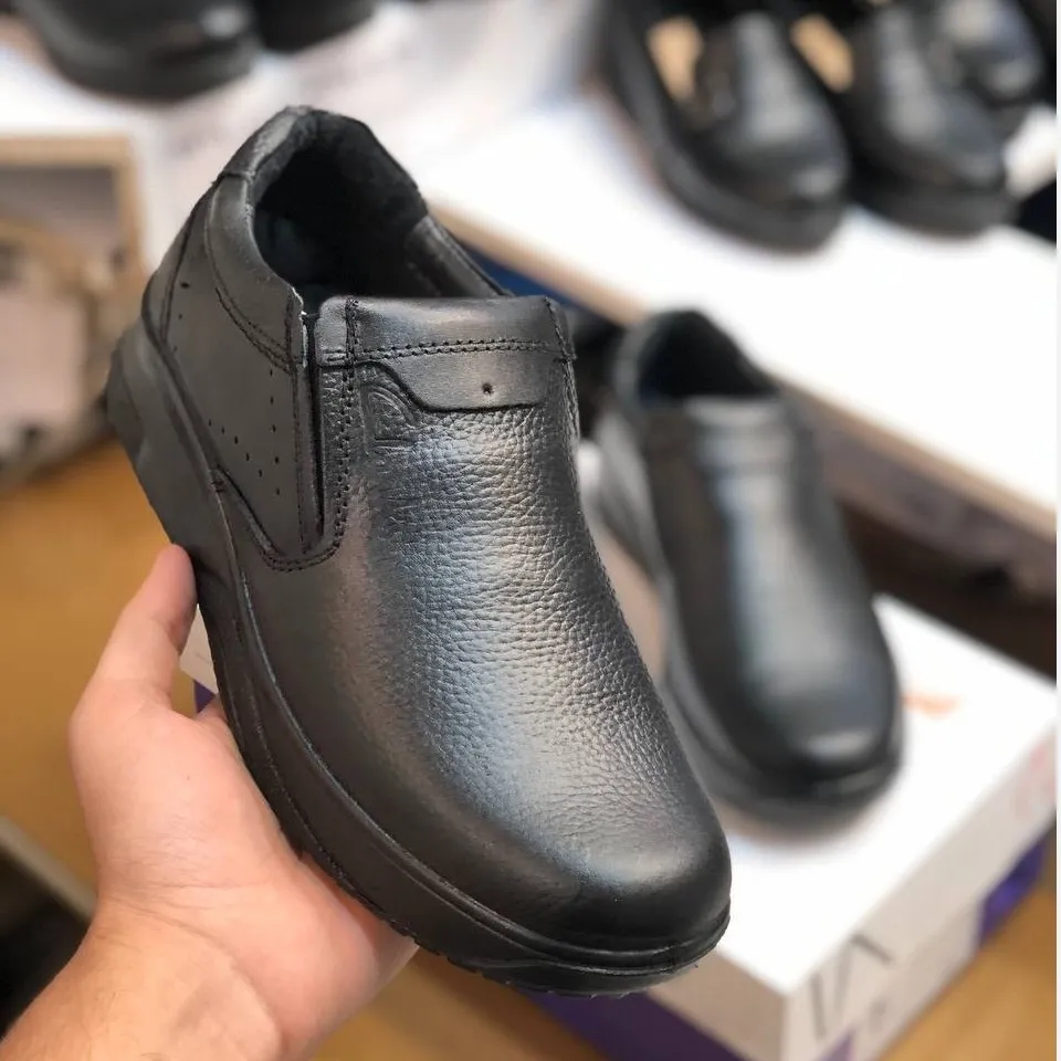 کفش چرم مردانه طبی طرح کلارک رخشی مشکی سایزبزرگ — تصویر ۳