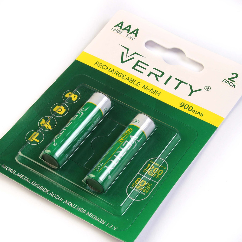 باتری نیم قلمی قابل شارژ وریتی مدل 900mAh بسته دو عددی — تصویر ۳