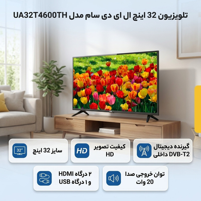 تلویزیون 32 اینچ ال ای دی سام مدل UA32T4600TH — تصویر ۲