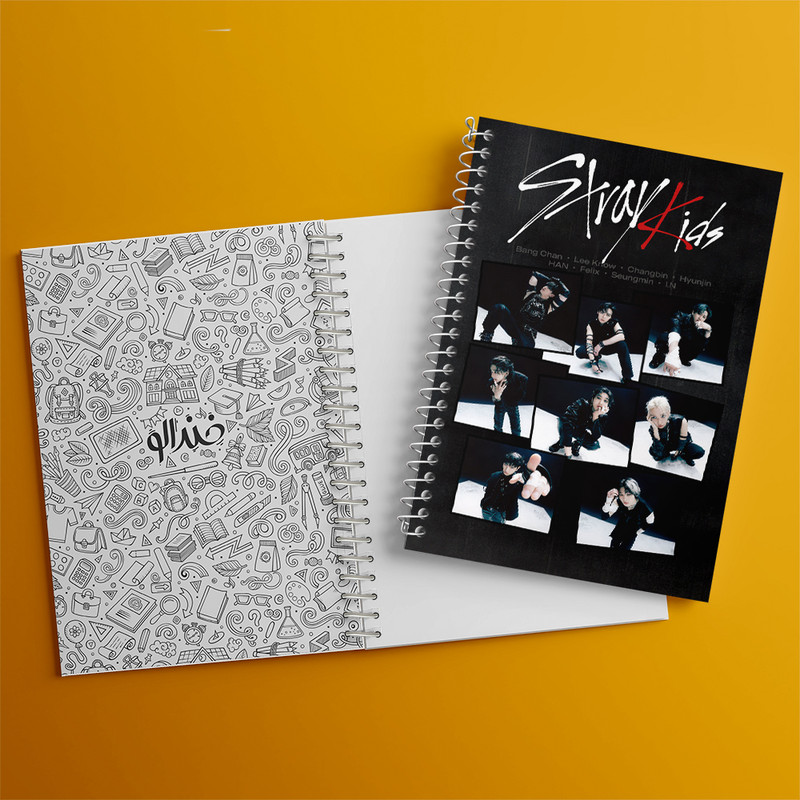 دفتر زبان 50 برگ خندالو مدل دو خط طرح استری کیدز (Stray Kids) کد F5565 — تصویر ۳