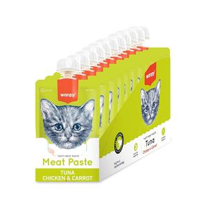 پودینگ گربه بالغ ونپی مدل Premium Lickable Creamy Meat Paste با طعم ماهی تن، مرغ و هویج وزن 90 گرم بسته 10 عددی