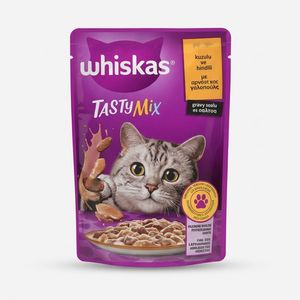 پوچ گربه بالغ ویسکاس مدل TASTY Mix طعم بوقلمون، بره وزن 85 گرم