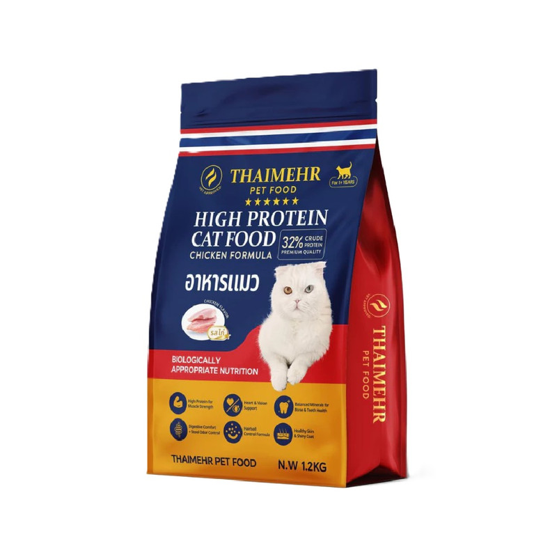 غذا خشک گربه بالغ تایمهر مدل High protein طعم مرغ وزن 1200 گرم — تصویر ۲