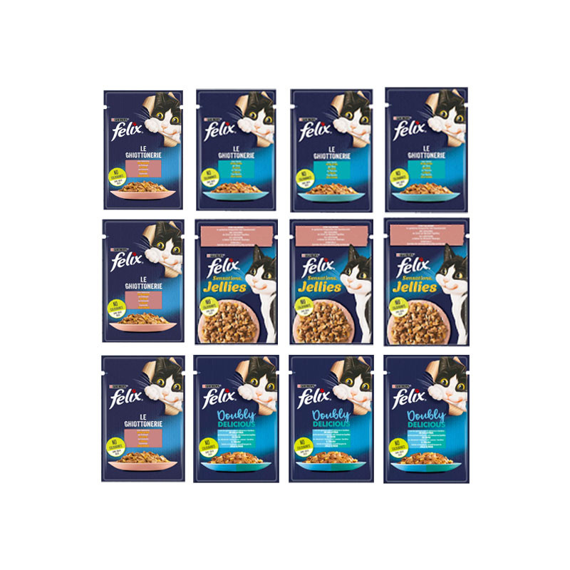 پوچ گربه فلیکس مدل Doubly Delicious با طعم میکس بسته 12 عددی — تصویر ۲