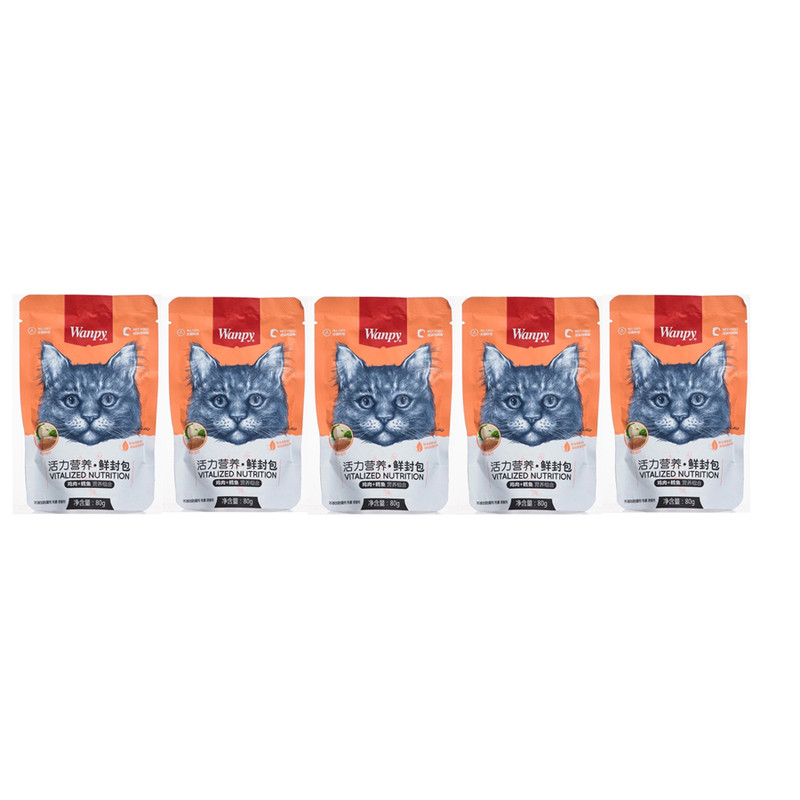 پوچ گربه ونپی مدل مرغ و ماهی کاد وزن 400 گرم بسته 5 عددی — تصویر ۲