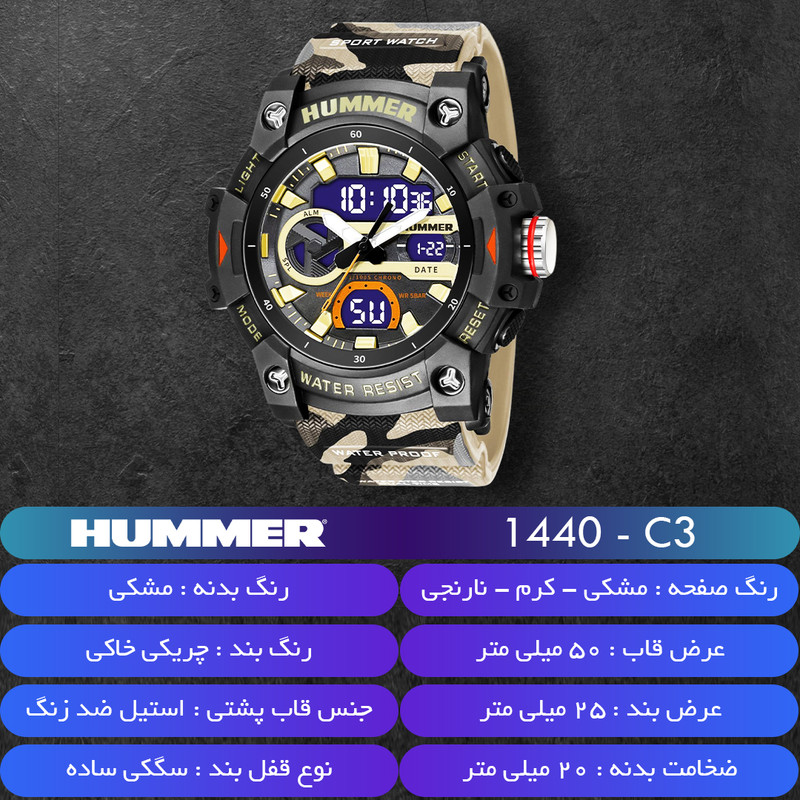 ساعت مچی عقربه‌ای کوارتز مردانه هامر مدل HM1440-C3 — تصویر ۳