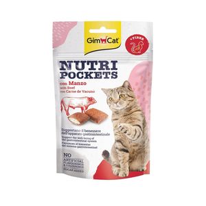 تشویقی گربه جیم کت مدل Nutri pockets با طعم گوشت گوساله وزن 60 گرم
