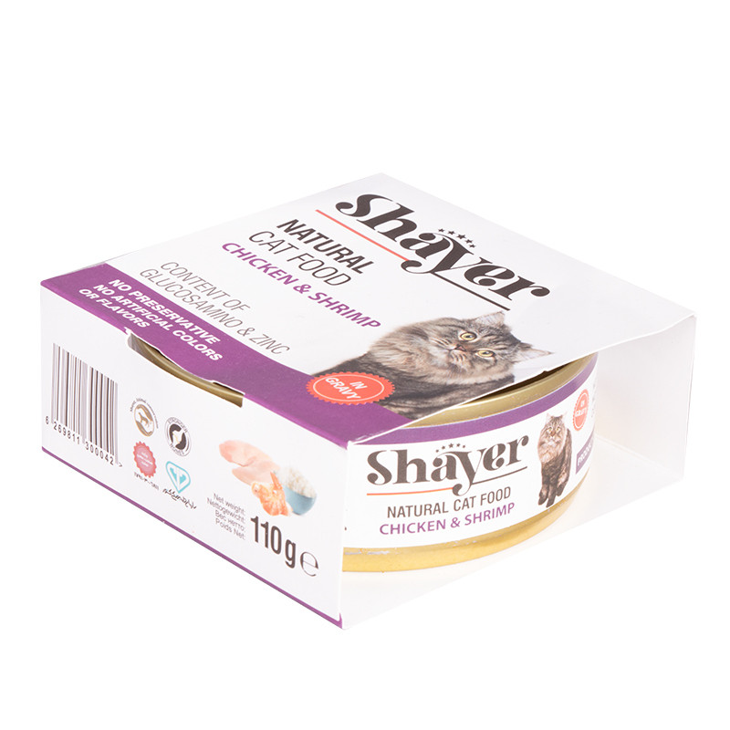 کنسرو گربه شایر مدل مرغ و میگو وزن 110 گرم بسته 2 عددی — تصویر ۳