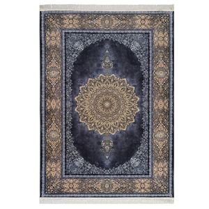 فرش ماشینی 1200 شانه محتشم زمینه خاکستری حاشیه خاکستری مدل 2555005064
