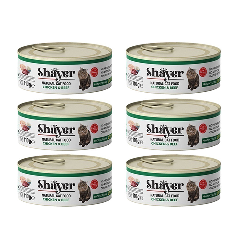 کنسرو گربه شایر مدل مرغ و گوشت وزن 110 گرم بسته 6 عددی — تصویر ۲