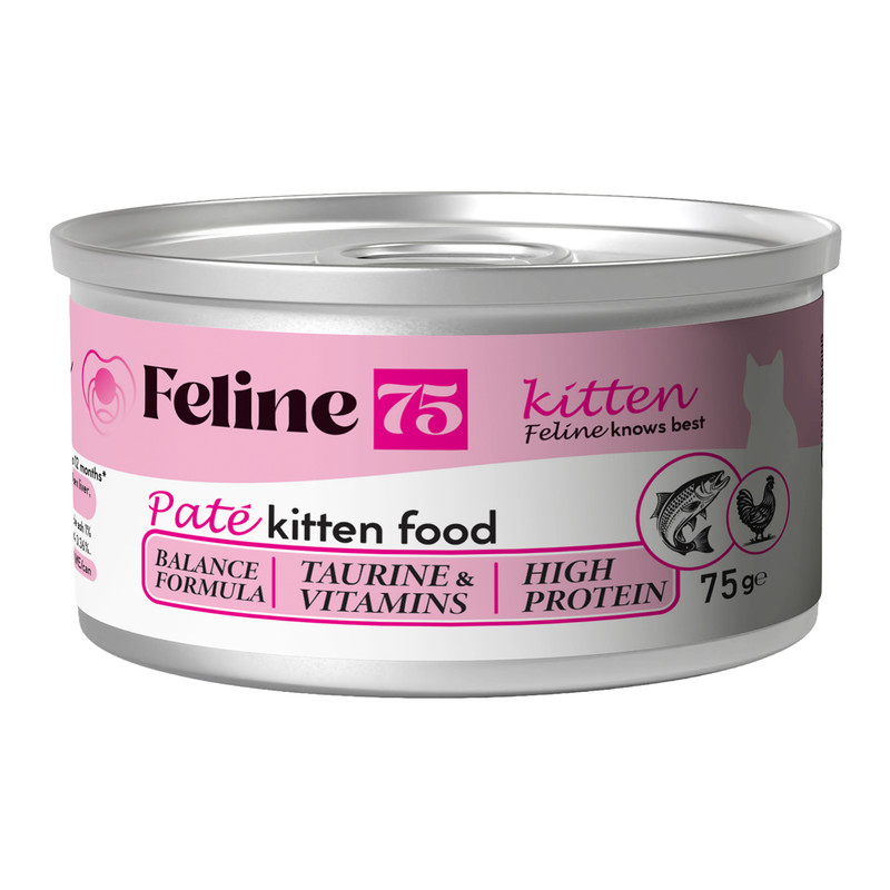 کنسرو غذای گربه نابالغ فیلاین 75 مدل Kitten پته طعم مرغ و ماهی وزن 450 گرم بسته 6 عددی — تصویر ۴