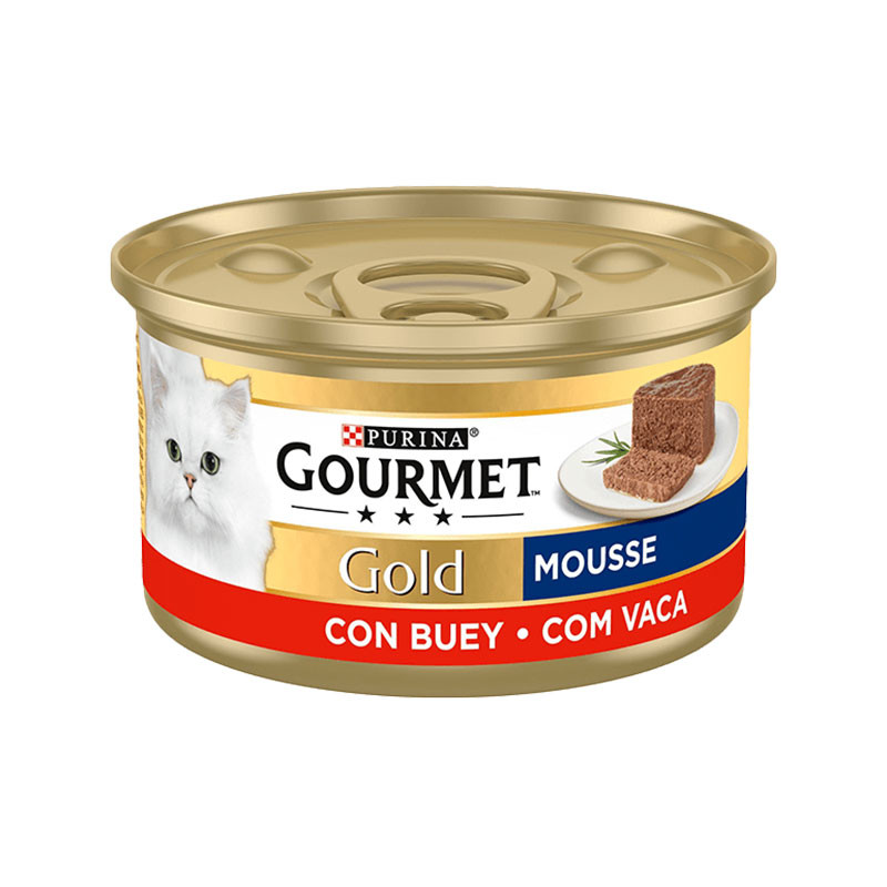کنسرو غذای گربه بالغ گورمت مدل Gold Mousse طعم گوشت گاو وزن 85 گرم بسته 24 عددی — تصویر ۳