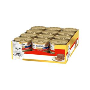 کنسرو غذای گربه بالغ گورمت مدل Gold Mousse طعم گوشت گاو وزن 85 گرم بسته 24 عددی