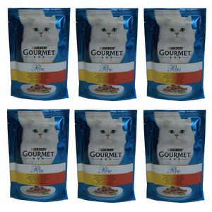 پوچ گربه گورمت مدل گوشت و مرغ وزن 85 گرم بسته 6 عددی