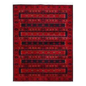 فرش ماشینی 400 شانه دنیای فرش زمینه قرمز حاشیه سرمه ای مدل آناهیتا کد 1570