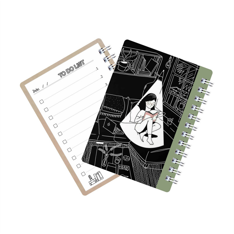 دفترچه یادداشت 50 برگ مدل تو دولیست طرح دختر کتابخوان فانتزی — تصویر ۳
