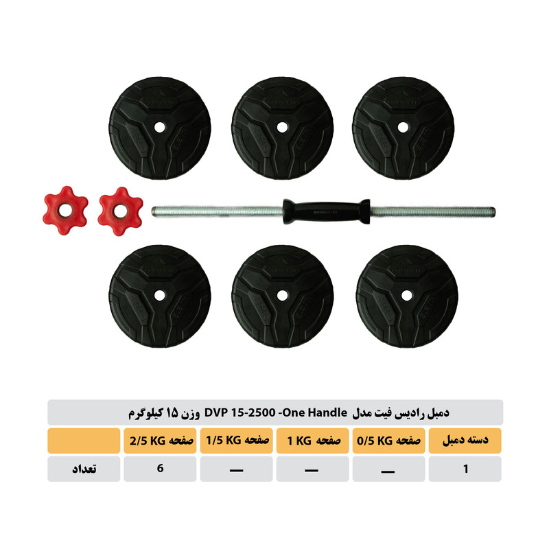 دمبل گرد قابل تنظیم 15 کیلوگرم رادیس فیت مدل Dvp 15-2500-one — تصویر ۴